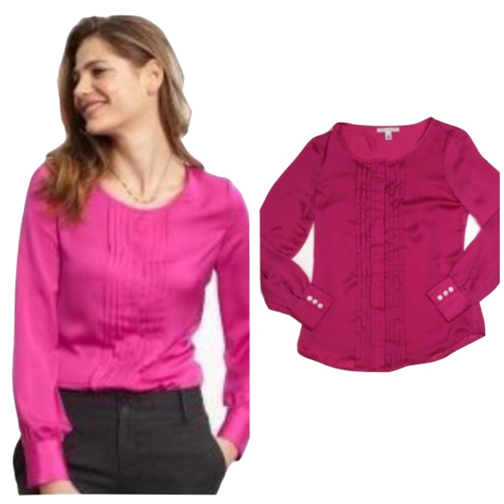 Banana Republic Pink Pleated Button-Down Blouse(M)
